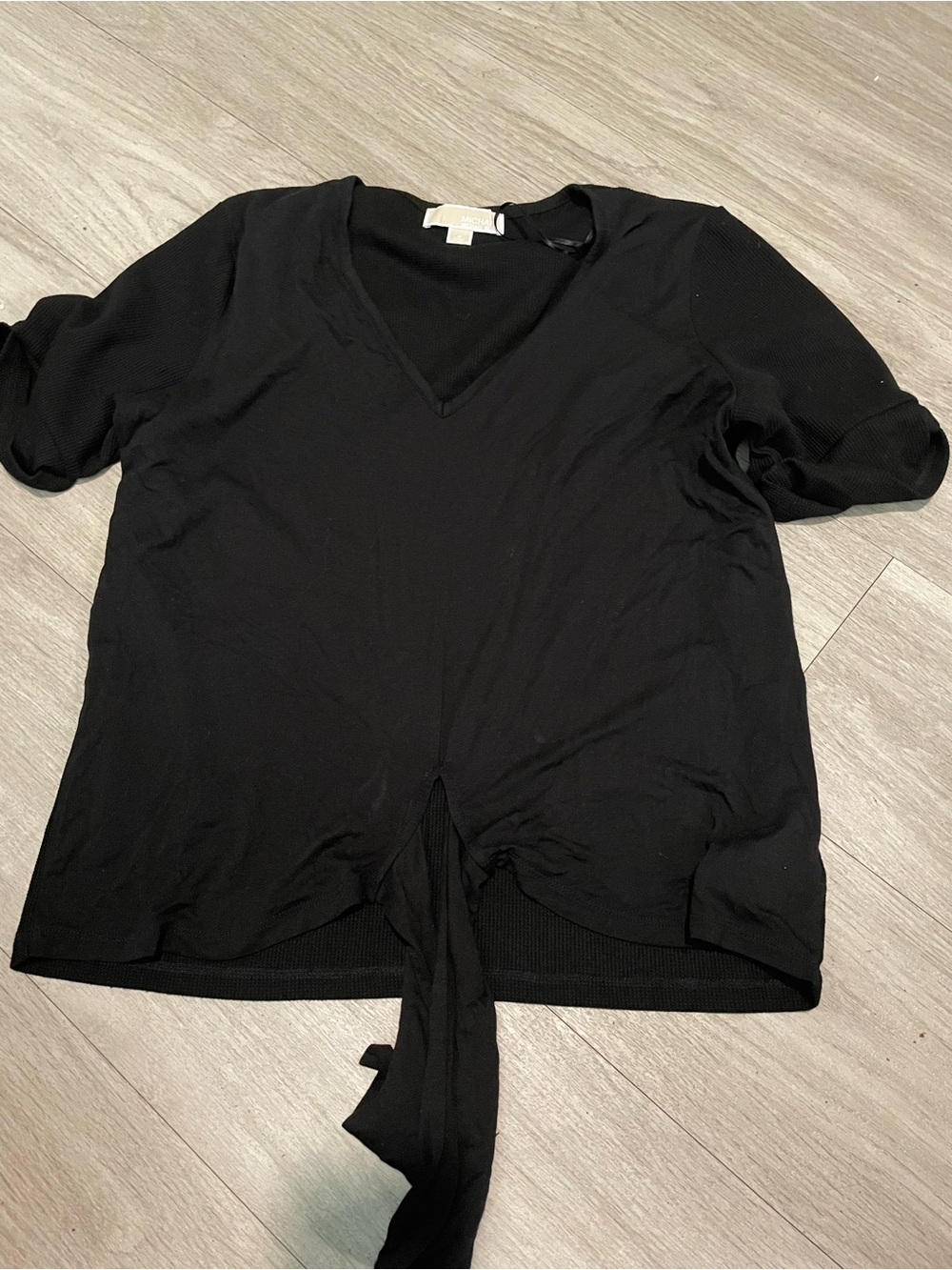 Michael Kors Black V-Neck Tie-Front Blouse